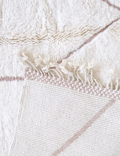 White Moroccan Modern Wool Rug 9.7 x 8.3 ft / 296 x 255 cm - Surcoma