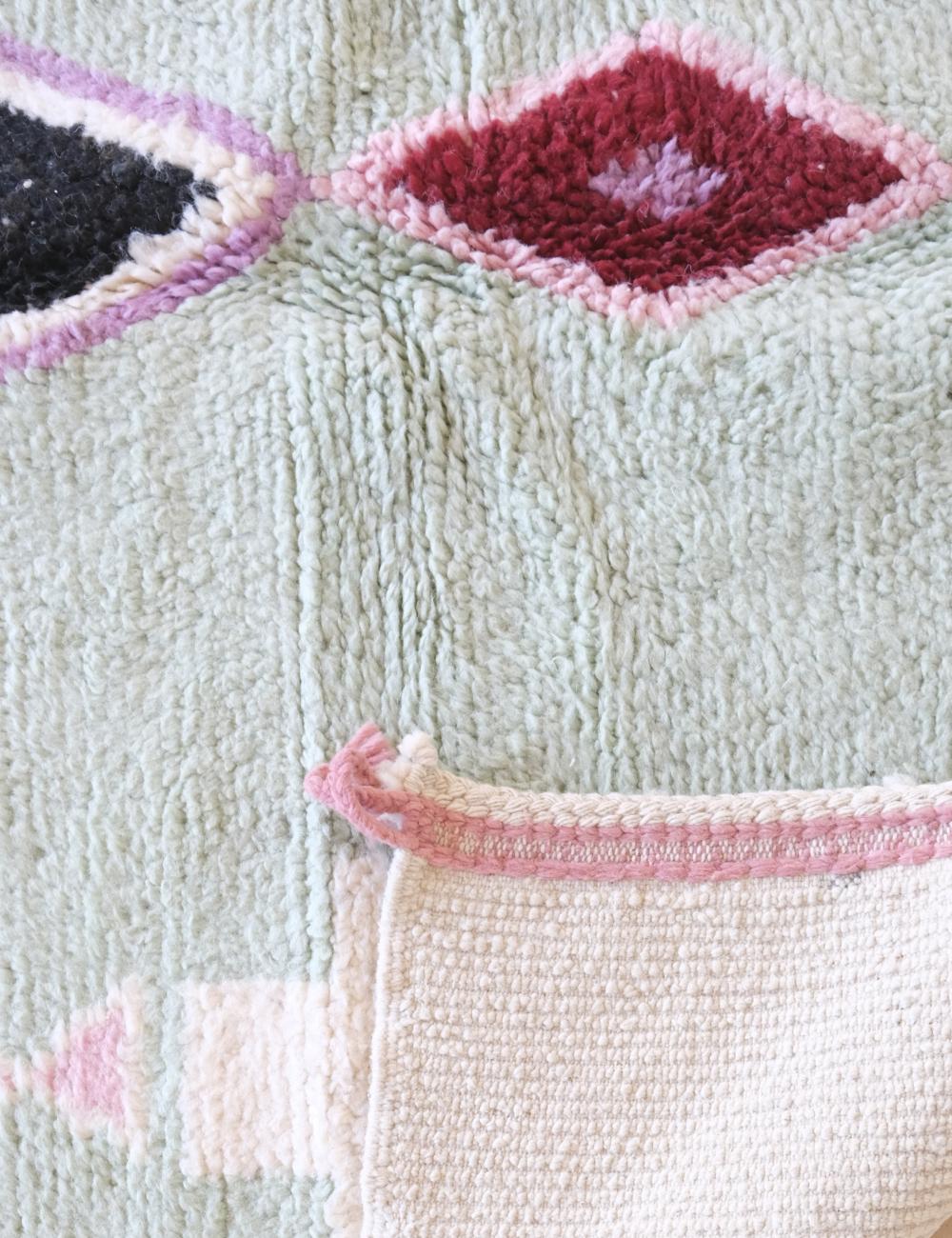 Moroccan Custom Sage Green Wool Rug