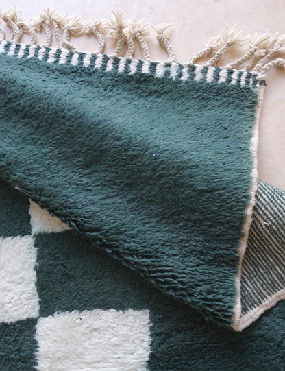 Deep Green Checkerboard Wool Rug - Forma 54