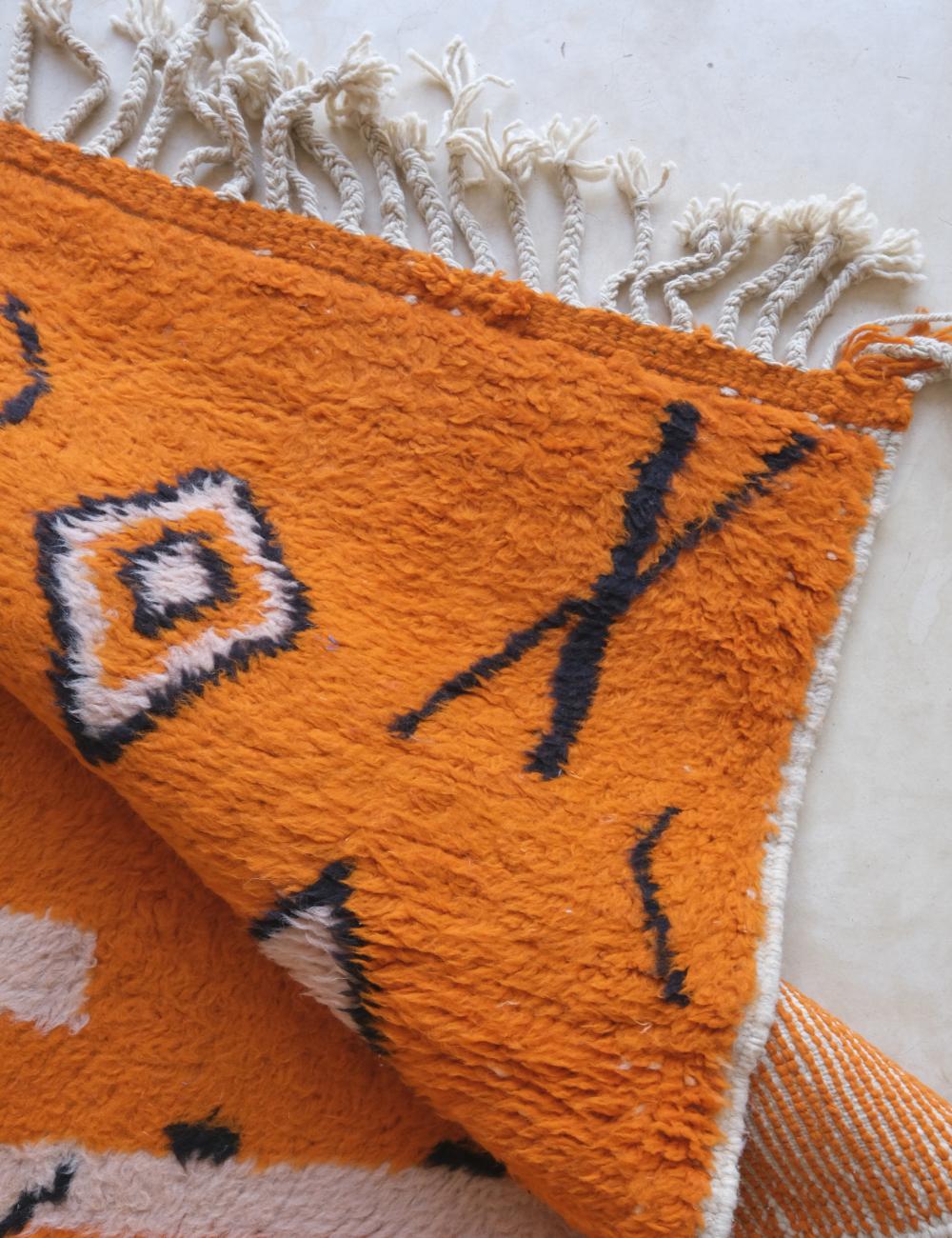 Orange Moroccan Wool Rug - Echoes Of Love 65