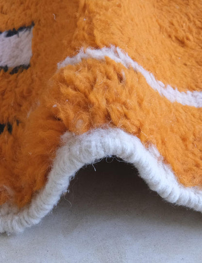Orange Moroccan Wool Rug - Echoes Of Love 65
