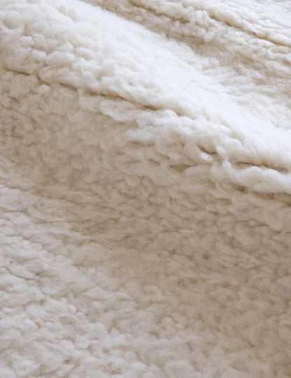 White Moroccan Modern Wool Rug 9.7 x 8.3 ft / 296 x 255 cm - Surcoma