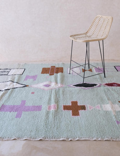 Moroccan Custom Sage Green Wool Rug
