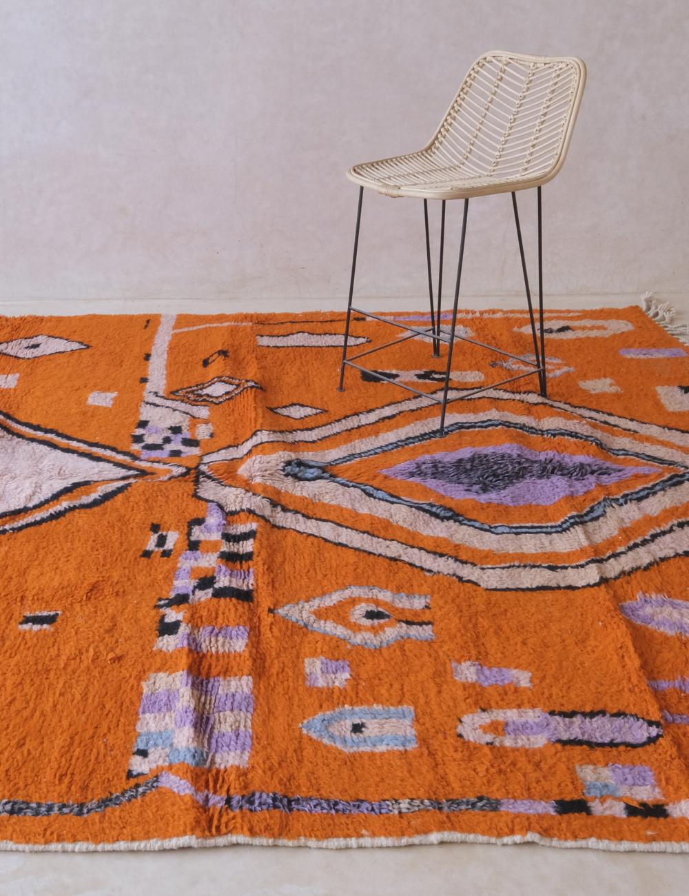 Orange Moroccan Wool Rug - Echoes Of Love 65