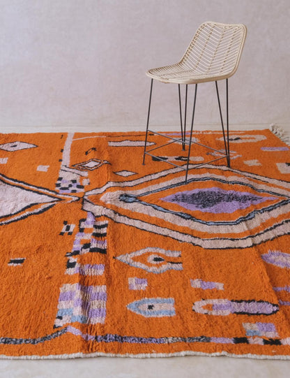 Orange Moroccan Wool Rug - Echoes Of Love 65