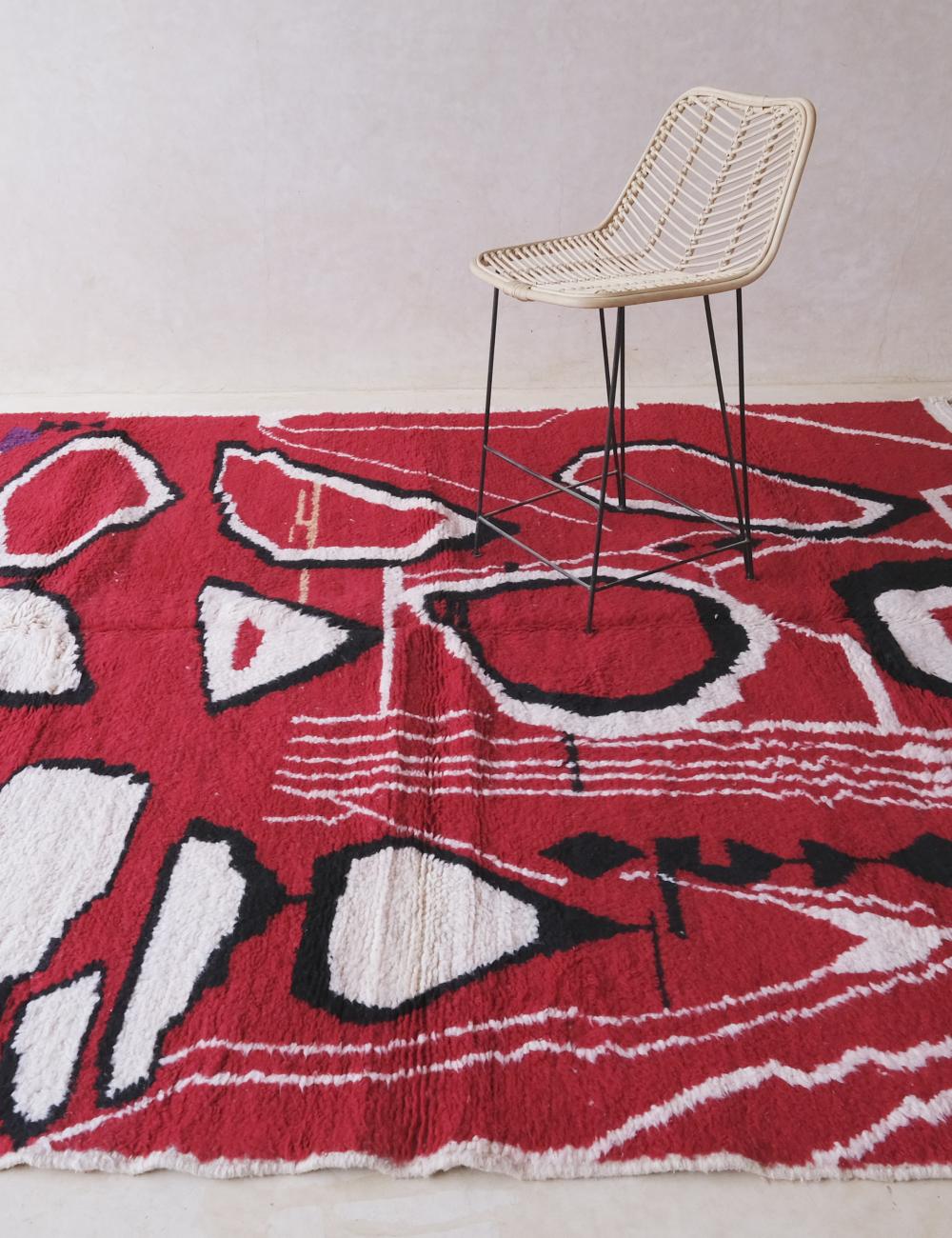 Red Moroccan Abstract Rug 9.7 x 8 ft / 295 x 245 cm