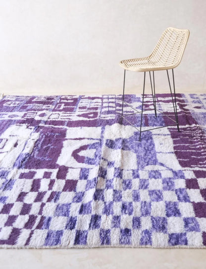 Purple Modern Moroccan Wool Rug 9.9 x 8.2 ft / 301 x 250 cm - Surcoma