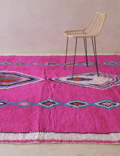 Moroccan Pink Wool Rug 9.8 x 8.3 ft / 300 x 255 cm - Surcoma