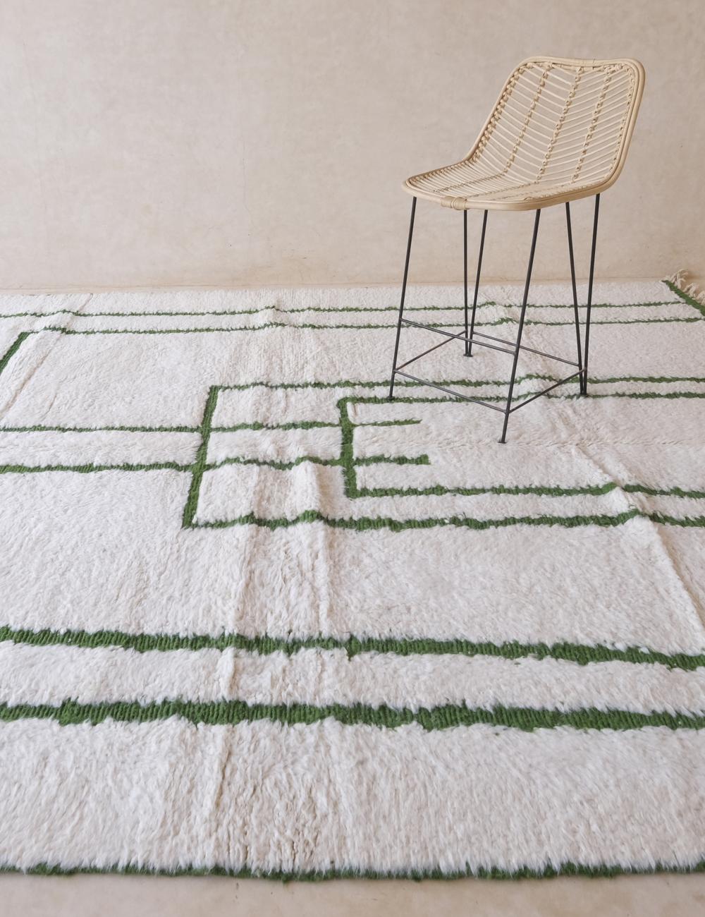 Moroccan Green Geometry Wool Rug - Forma 55
