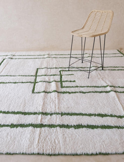 Moroccan Green Geometry Wool Rug - Forma 55