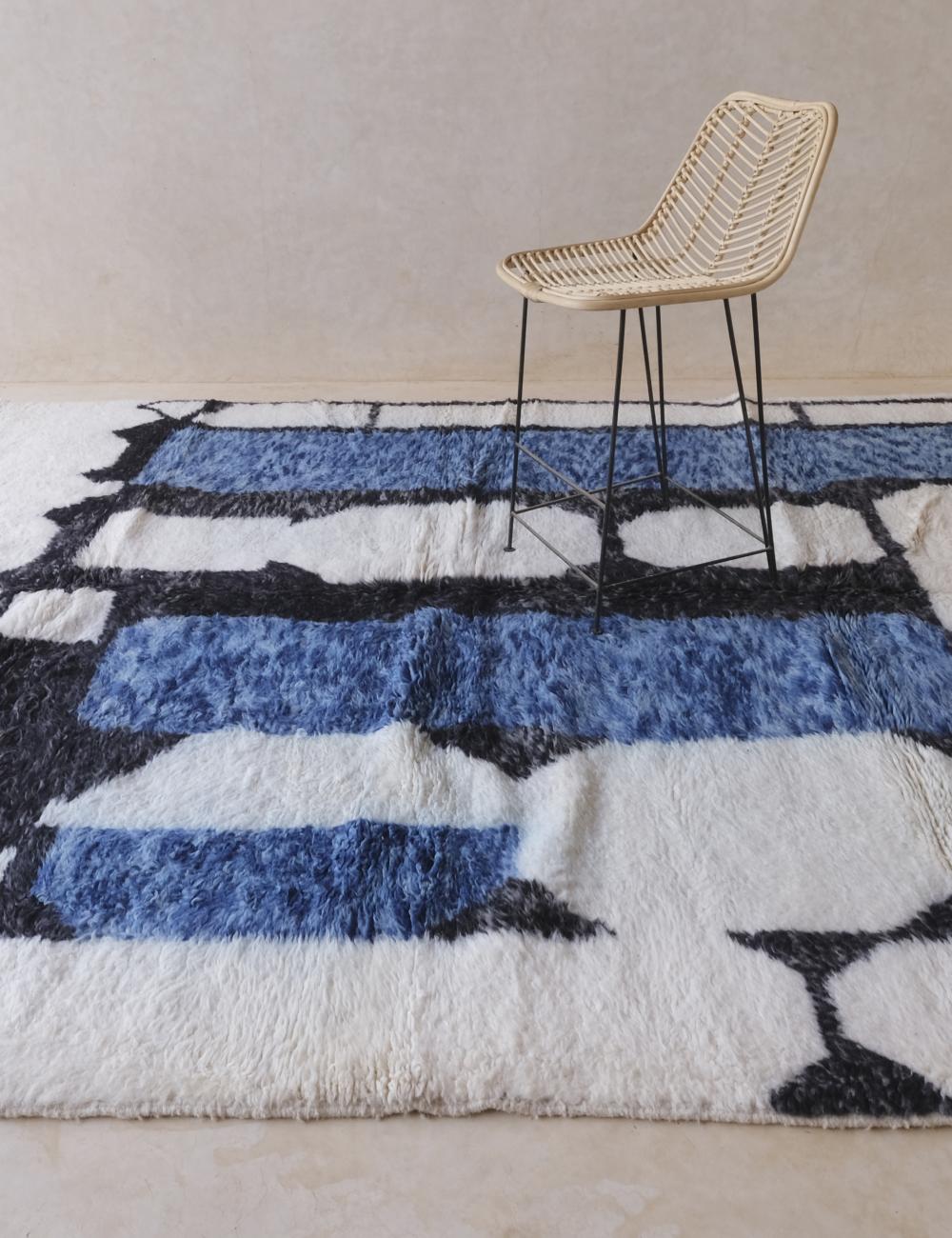Custom Blue Black Moroccan Rug - Forma 78