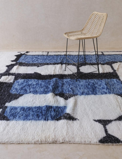 Custom Blue Black Moroccan Rug - Forma 78