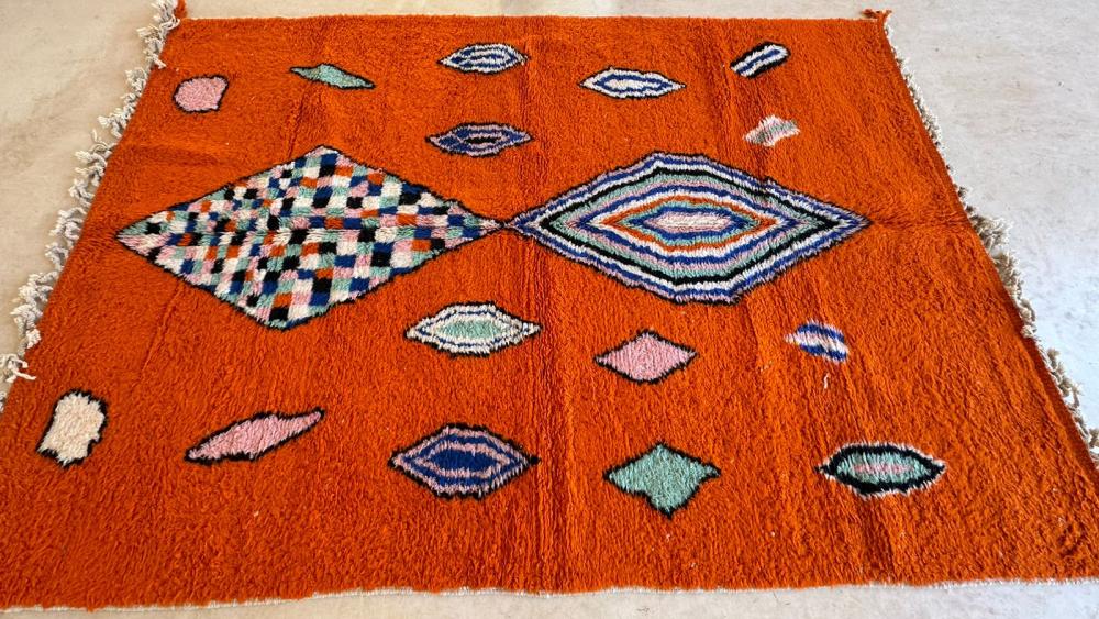 Moroccan Orange Modern Wool Rug 9.5 x 6.7 ft / 289 x 206 cm