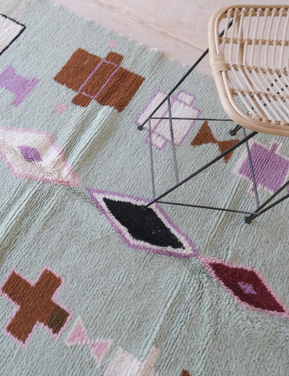 Moroccan Custom Sage Green Wool Rug