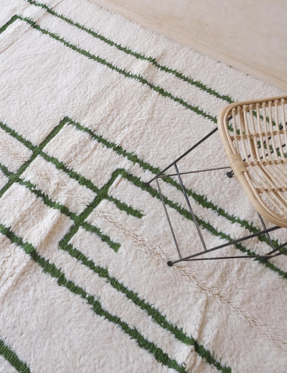 Moroccan Green Geometry Wool Rug - Forma 55