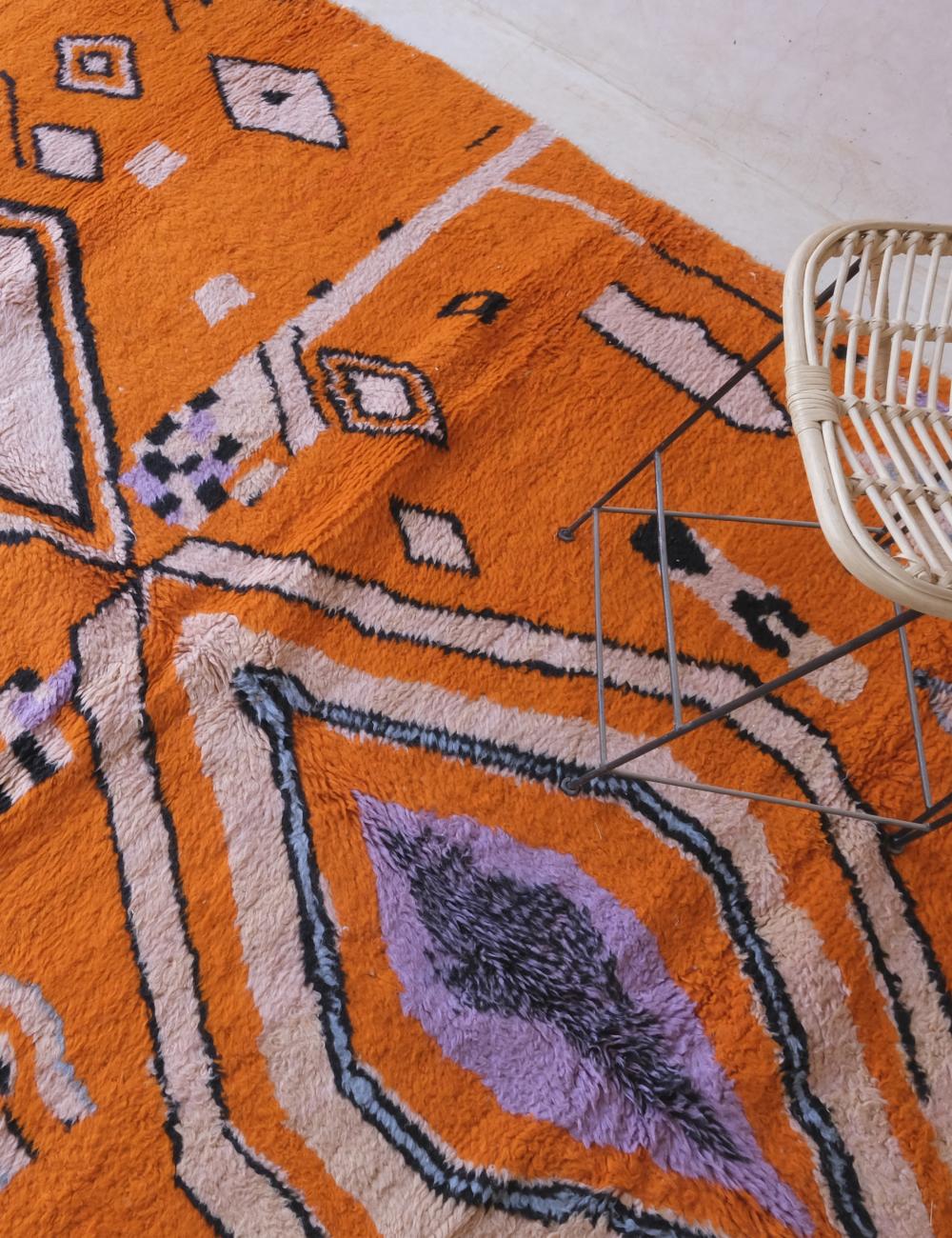 Orange Moroccan Wool Rug - Echoes Of Love 65
