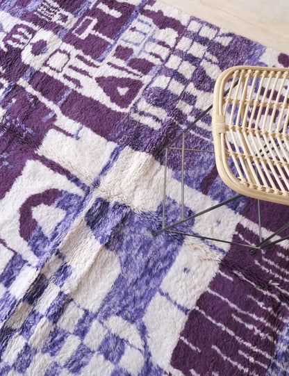Purple Modern Moroccan Wool Rug 9.9 x 8.2 ft / 301 x 250 cm - Surcoma