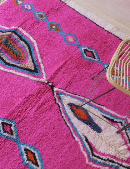 Moroccan Pink Wool Rug 9.8 x 8.3 ft / 300 x 255 cm - Surcoma