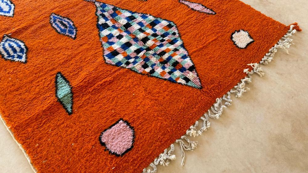 Moroccan Orange Modern Wool Rug 9.5 x 6.7 ft / 289 x 206 cm