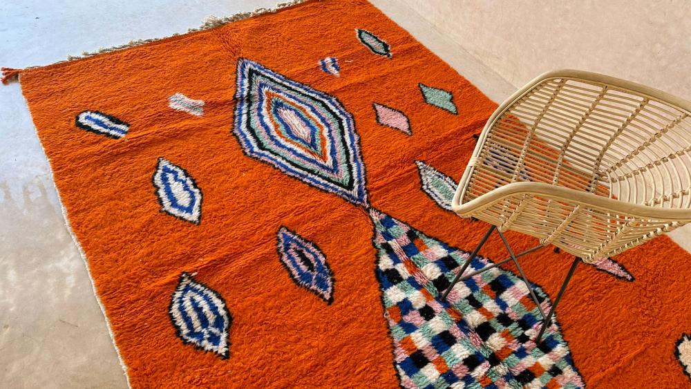 Moroccan Orange Modern Wool Rug 9.5 x 6.7 ft / 289 x 206 cm