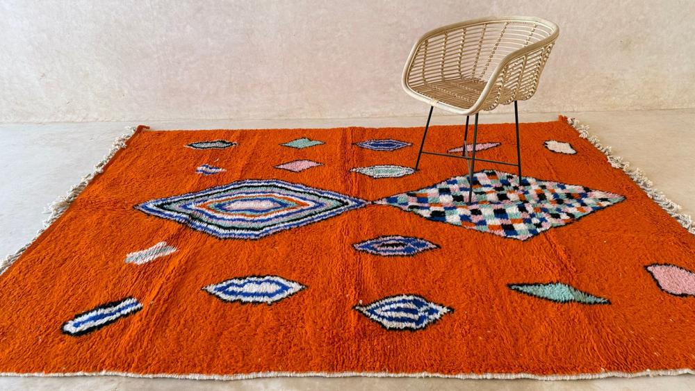 Moroccan Orange Modern Wool Rug 9.5 x 6.7 ft / 289 x 206 cm