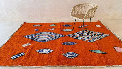 Moroccan Orange Modern Wool Rug 9.5 x 6.7 ft / 289 x 206 cm - Surcoma