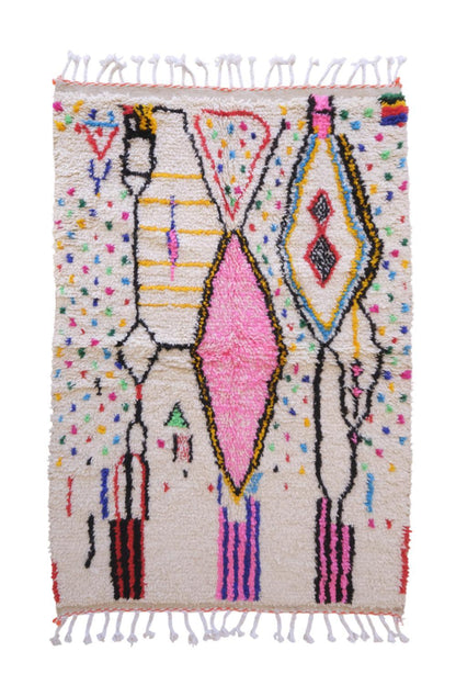 Moroccan Neon Wool Rug 6.2 x 3.9 ft / 190 x 120 cm - Surcoma