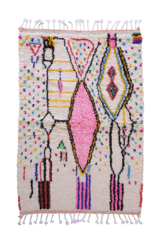 Moroccan Neon Wool Rug 6.2 x 3.9 ft / 190 x 120 cm