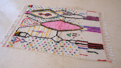 Moroccan Neon Wool Rug 6.2 x 3.9 ft / 190 x 120 cm - Surcoma