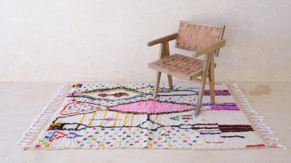 Moroccan Neon Wool Rug 6.2 x 3.9 ft / 190 x 120 cm - Surcoma