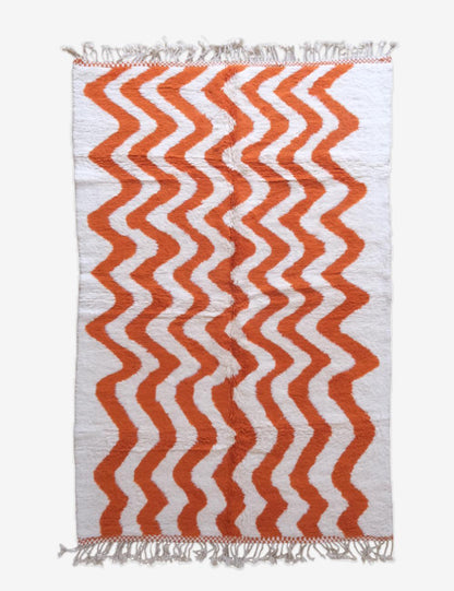 Moroccan Orange Wool Rug 9.9 x 6.5 ft / 303 x 200 cm - Surcoma