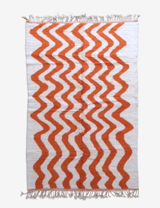 Moroccan Orange Wool Rug 9.9 x 6.5 ft / 303 x 200 cm