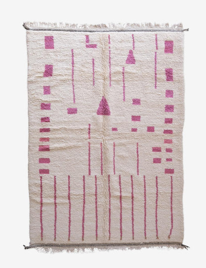 Moroccan Pink Azilal Wool Rug 9.9 x 6.4 ft / 303 x 197 cm - Surcoma