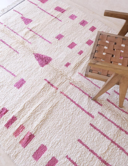 Moroccan Pink Azilal Wool Rug 9.9 x 6.4 ft / 303 x 197 cm - Surcoma