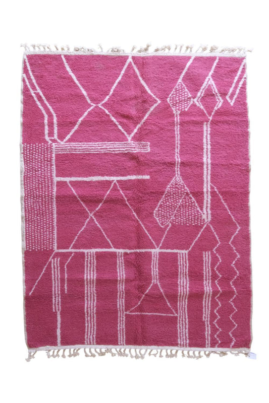 Moroccan Pink Modern Wool Rug 8.3 x 6 ft / 253 x 184 cm