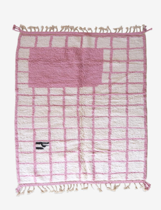 Moroccan Pink Modern Wool Rug 9.4 x 7.2 ft / 285 x 222 cm