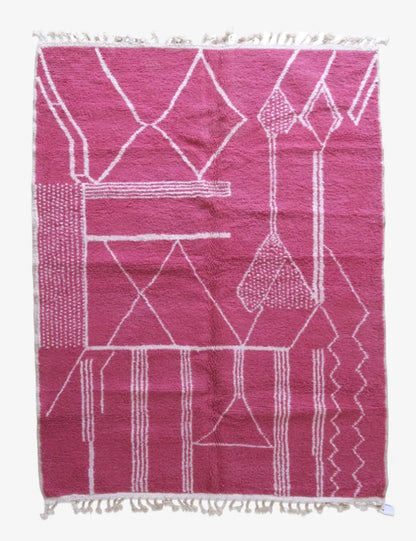Moroccan Pink Modern Wool Rug 8.3 x 6 ft / 253 x 184 cm - Surcoma