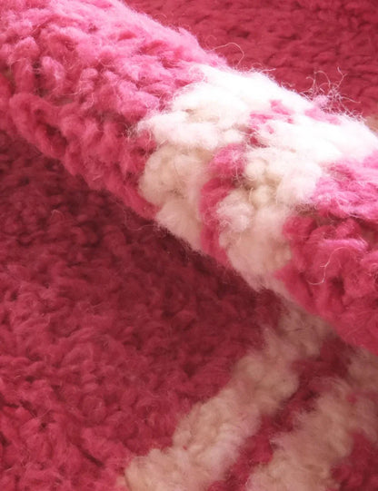 Moroccan Pink Modern Wool Rug 8.3 x 6 ft / 253 x 184 cm - Surcoma