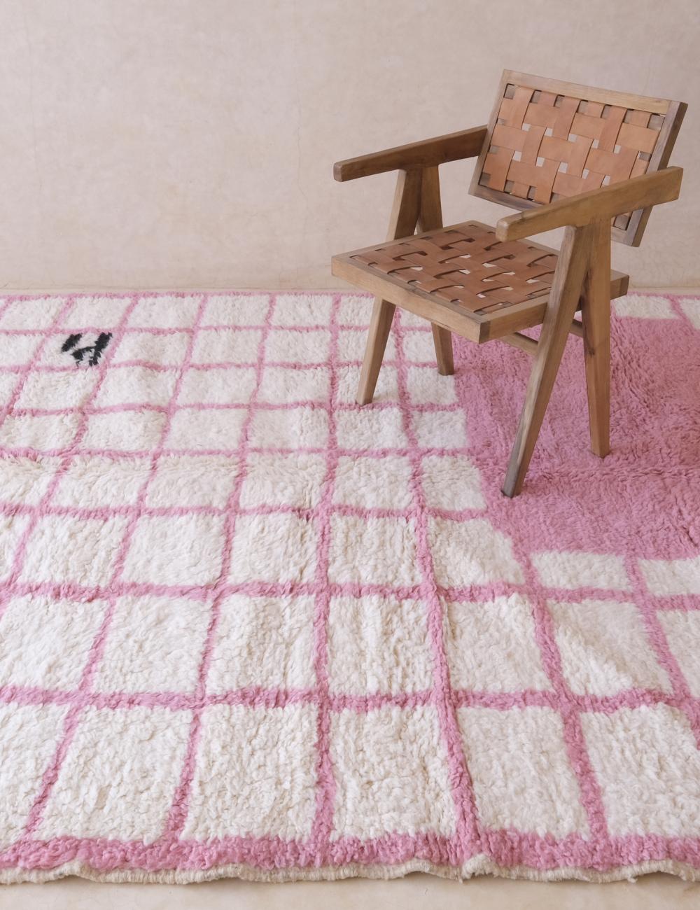 Moroccan Pink Modern Wool Rug 9.4 x 7.2 ft / 285 x 222 cm