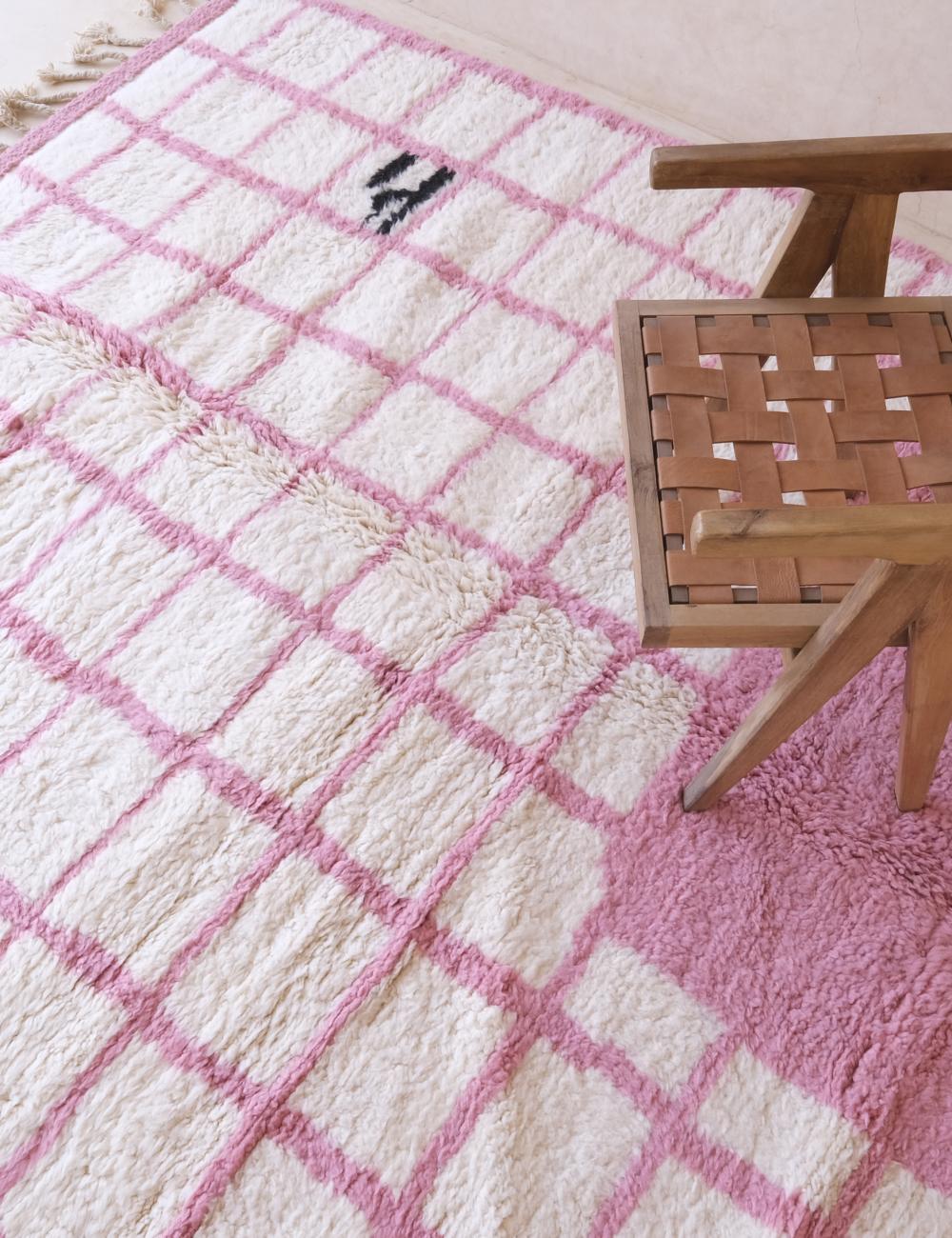 Moroccan Pink Modern Wool Rug 9.4 x 7.2 ft / 285 x 222 cm