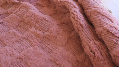 Moroccan Pink Textured Rug 8.1 x 6.3 ft / 247 x 194 cm - Surcoma