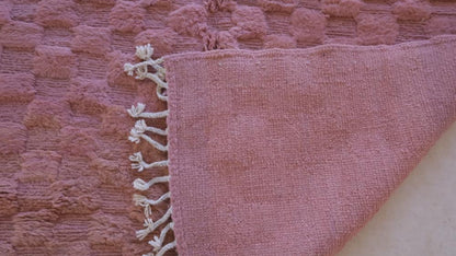 Moroccan Pink Textured Rug 8.1 x 6.3 ft / 247 x 194 cm - Surcoma