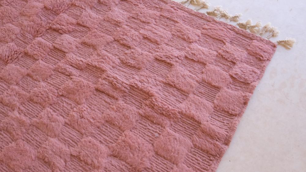 Moroccan Pink Textured Rug 8.1 x 6.3 ft / 247 x 194 cm