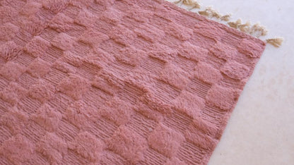 Moroccan Pink Textured Rug 8.1 x 6.3 ft / 247 x 194 cm - Surcoma