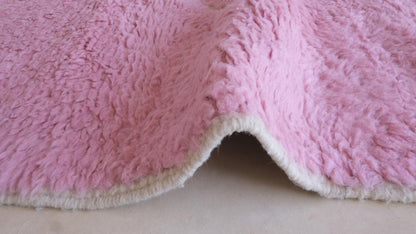 Moroccan Pink Wool Rug 9.3 x 7 ft / 283 x 216 cm - Surcoma
