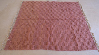 Moroccan Pink Textured Rug 8.1 x 6.3 ft / 247 x 194 cm - Surcoma