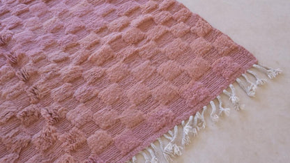 Moroccan Pink Textured Rug 8.1 x 6.3 ft / 247 x 194 cm - Surcoma