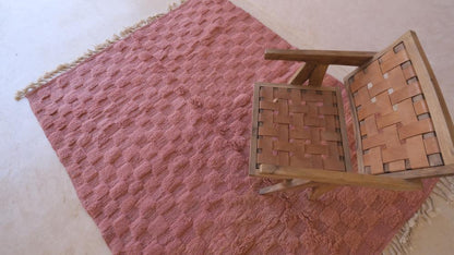 Moroccan Pink Textured Rug 8.1 x 6.3 ft / 247 x 194 cm - Surcoma