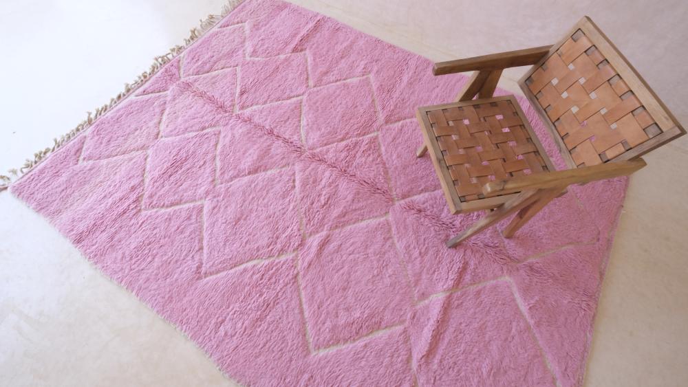 Moroccan Pink Wool Rug 9.3 x 7 ft / 283 x 216 cm