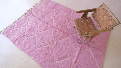 Moroccan Pink Wool Rug 9.3 x 7 ft / 283 x 216 cm - Surcoma